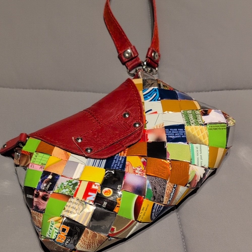 Nahui Ollin Purse, Created Using Recycled Candy Wrappers. Preloved